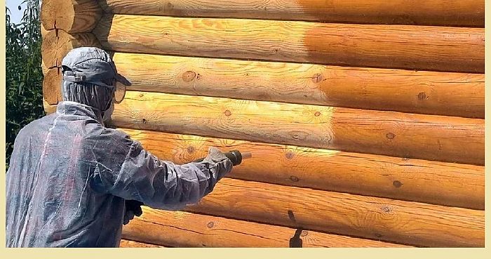 покраска дома из бревна цена